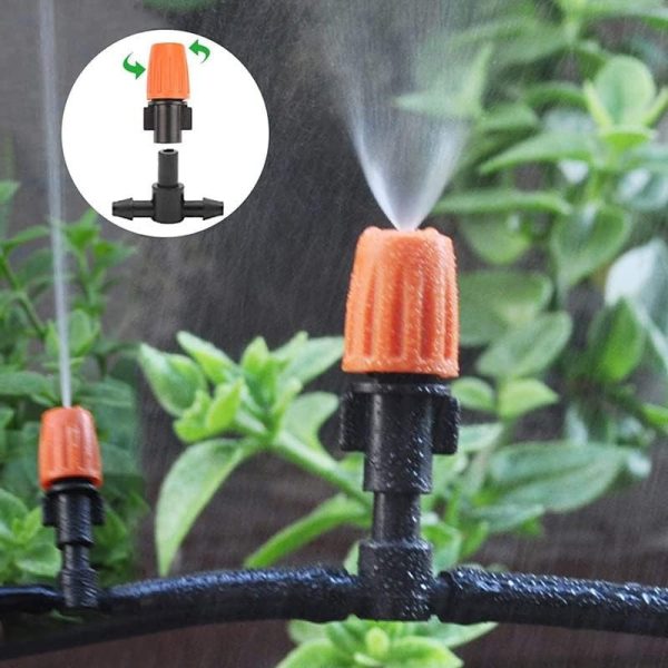 50pcs Micro Spray Nozzle Drip Irrigation Emitters Adjustable 360 Degree - Plastic Garden Watering System Parts with 1/4