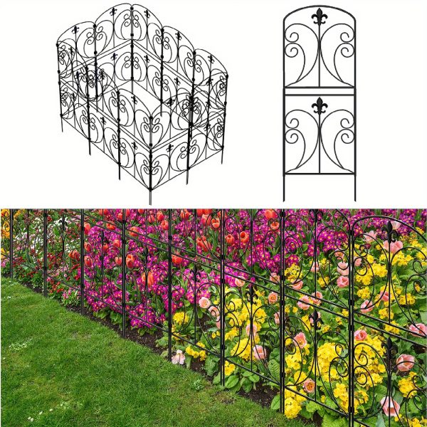 Decorative Garden Fence 15 Pack, 37.5in (H) x 16ft (L) Animal Barrier Fence, Rustproof Metal Fencing for Yard, Dog Rabbits Wire Section Garden Edging Border for Yard Patio Garden, Arched