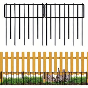 Animal Barrier Fence, 12In (H) x 28.00Ft (L) Upgrade 1.26 in gap Decorative Fences No Dig Fence for Rabbit and Dog, Rustproof Metal Wire Garden Fence Border for Garden Patio Landscaping, 26 PCS