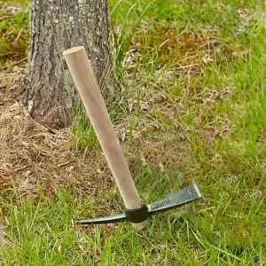 A Small Pickaxe With A Wooden Handle, Used For Digging, Weeding, And Vegetable Transplantation In Courtyard Gardening