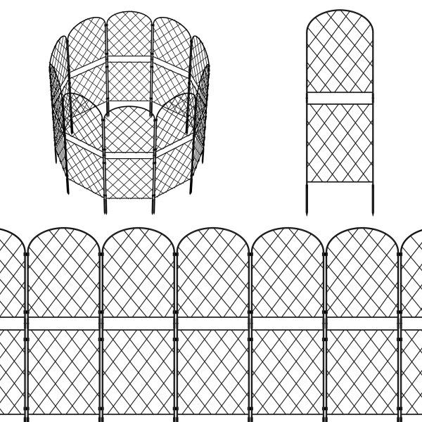 Decorative Garden Fence 10 Pack, 37.5in(H) x 10ft(L) Animal Barrier Fence, Rustproof Metal Fencing for Yard, Dog Rabbits Wire Section Garden Edging Border for Yard Patio Garden, Arched