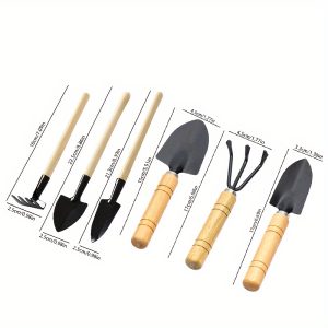 6-Piece Mini Gardening Tool Set - Metal & Wooden Hand Tools For Indoor & Outdoor Planting, Flower Pots, Succulents, And Garden Care