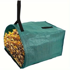 bag((1 pack)-with Large Capacity 200L Dustpan Garbage Bag with Gloves, Waterproof Garden Collection Bag for Leaves, Grass Clippings, Easy Foldable Design