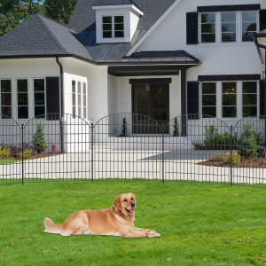 Easy-to-Install No-Dig Decorative Garden Metal Fence - 5/10 Panels, 40 In (H), Rustproof Metal Wire Animal Barrier, Ideal For Dogs And Rabbits, Ground Stakes Fencing For Garden, Patio, And Flower Beds